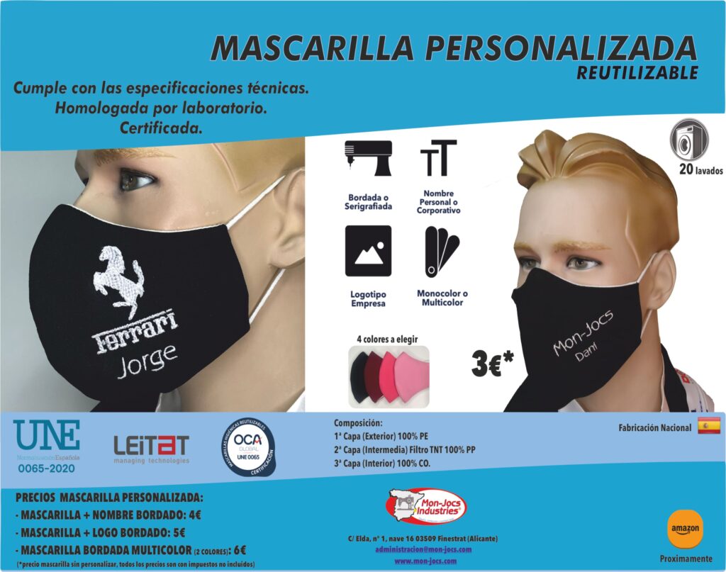 MASCARILLA PERSONALIZADA