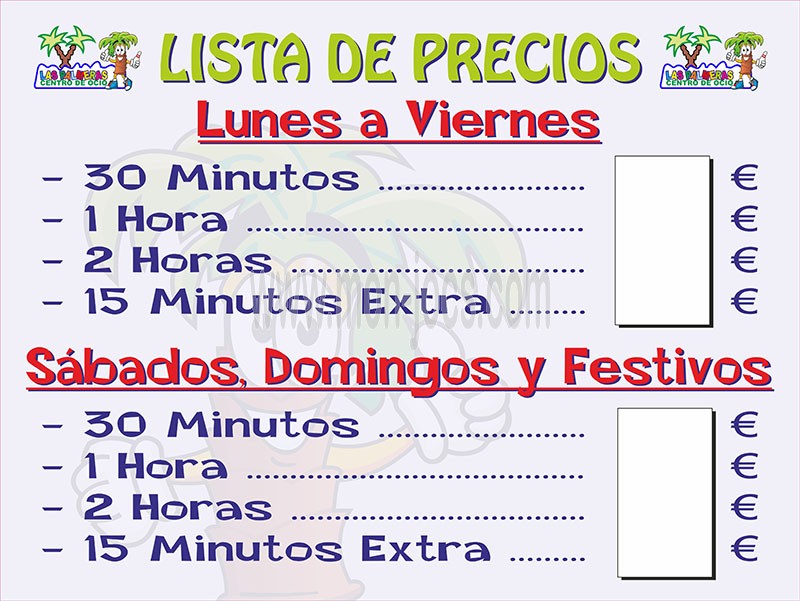 Cartel Lista de PrCartel Lista de Preciosecios